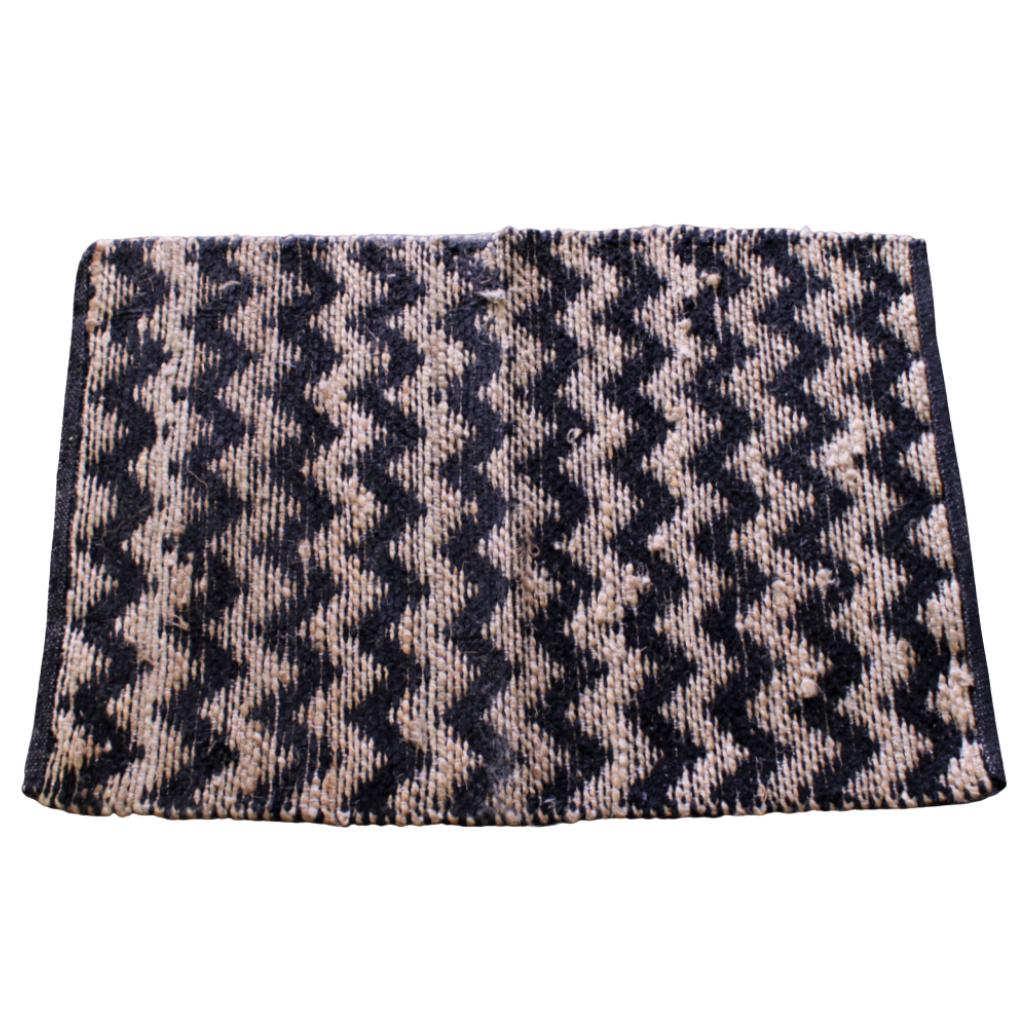 HW Jute and Chenille Floor Mat (Black)  60X90cms HW250