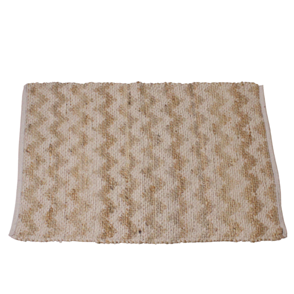 5HW Jute and Chenille Floor Mat (White) 60x90cms HW249