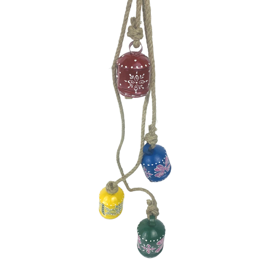 Cow Bell Hand Painted Four Bells on Rope MB062