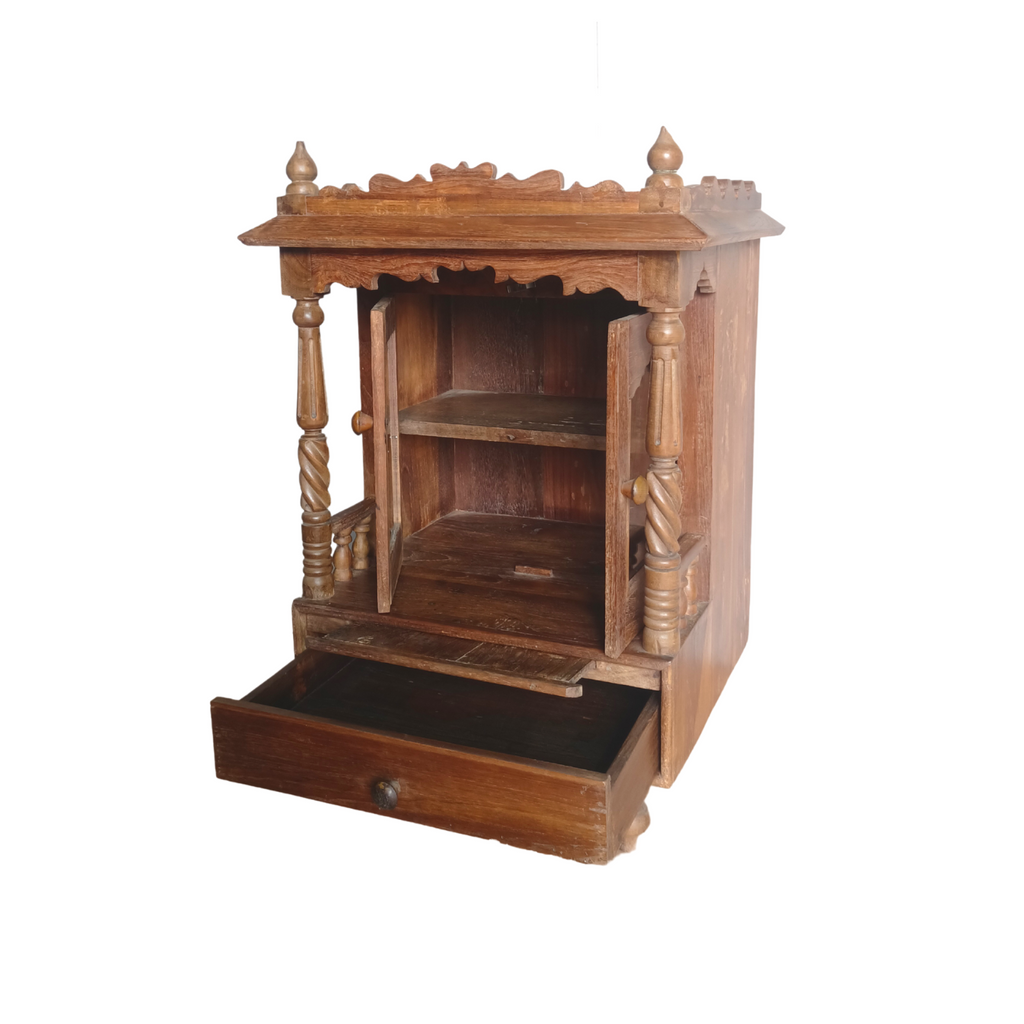 Hand Carved Temple with Glass Doors & Drawer  (47w40d70h) FUR458