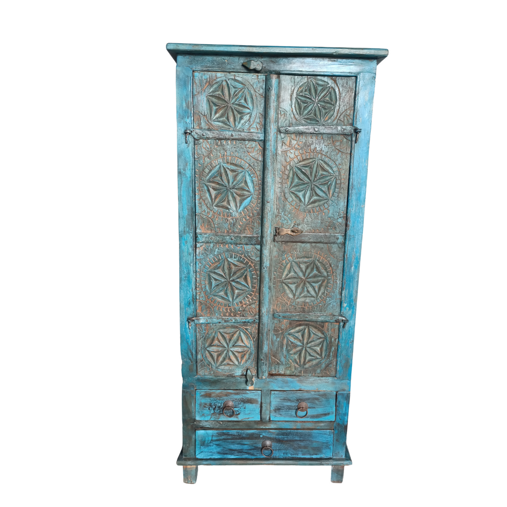 Original patina wooden cupboard with detachable doors FUR428 (65w32d132h)