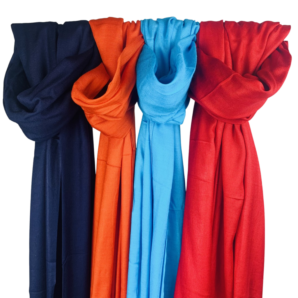 Silk and Wool Scarf Bold Colour 65w x 180L