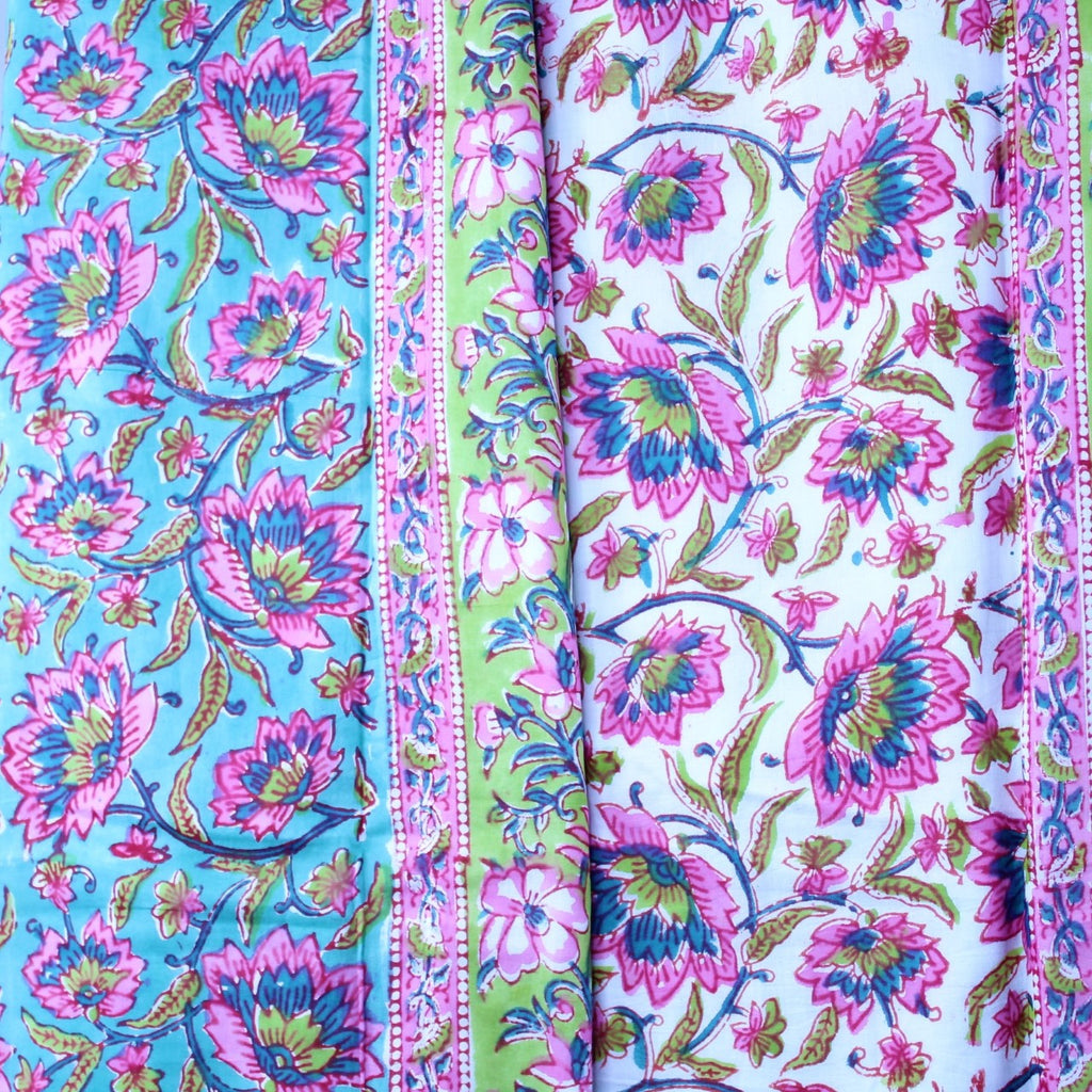 Dohar Block Printed Cotton Double Bedspread 220X270CMS