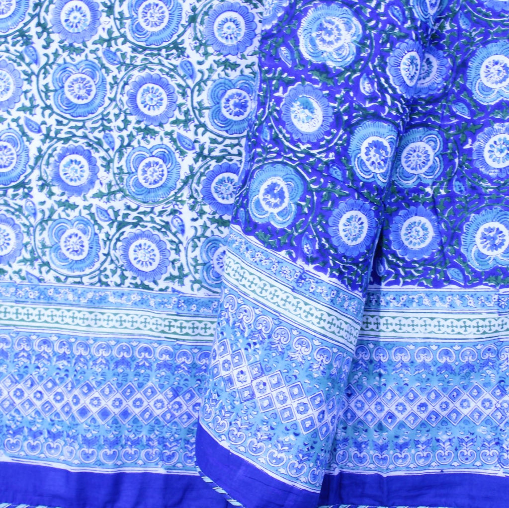 5HW Dohar Block Printed Cotton Single Bedspread 150x225cms